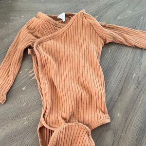 kate quinn Ribbed Wrap-Style One-Piece in Rust Brown